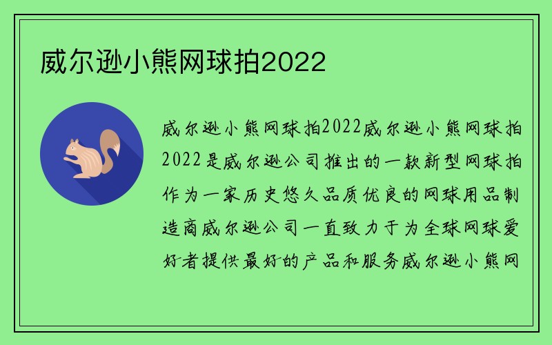 威尔逊小熊网球拍2022